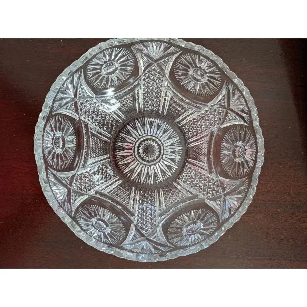 US Glass Spinning star serving bowl  clear 8 1/4 in ‎ Holiday